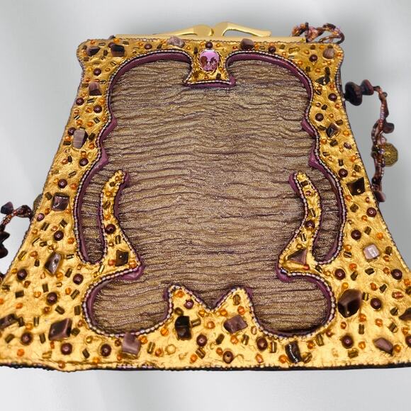 Mary Frances Unique Beaded Vintage Structured Bag with Beaded Shoulder Strap - Picture 3 of 4